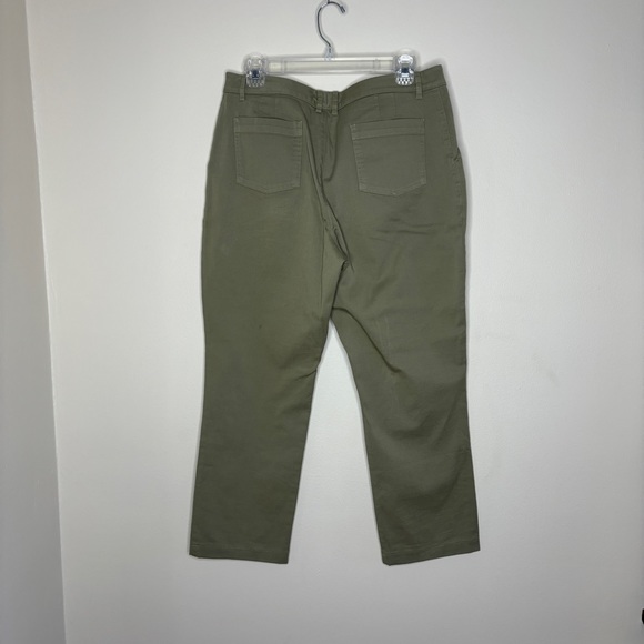 Garnet Hill Womens Army Green Straight Leg Pants Size 10 - Picture 2 of 12